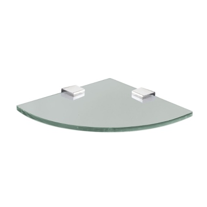 Product Cut out image of the Origins Living Pier Clear Glass Corner Shelf